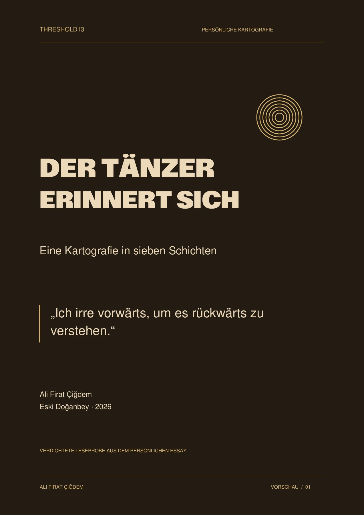 Der Tänzer erinnert sich. Eine Kartografie in sieben Schichten. Ali Firat Çiğdem.